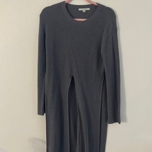 Sweater with a split down the middle